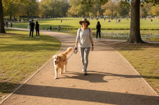 Hund mit Frau im Park